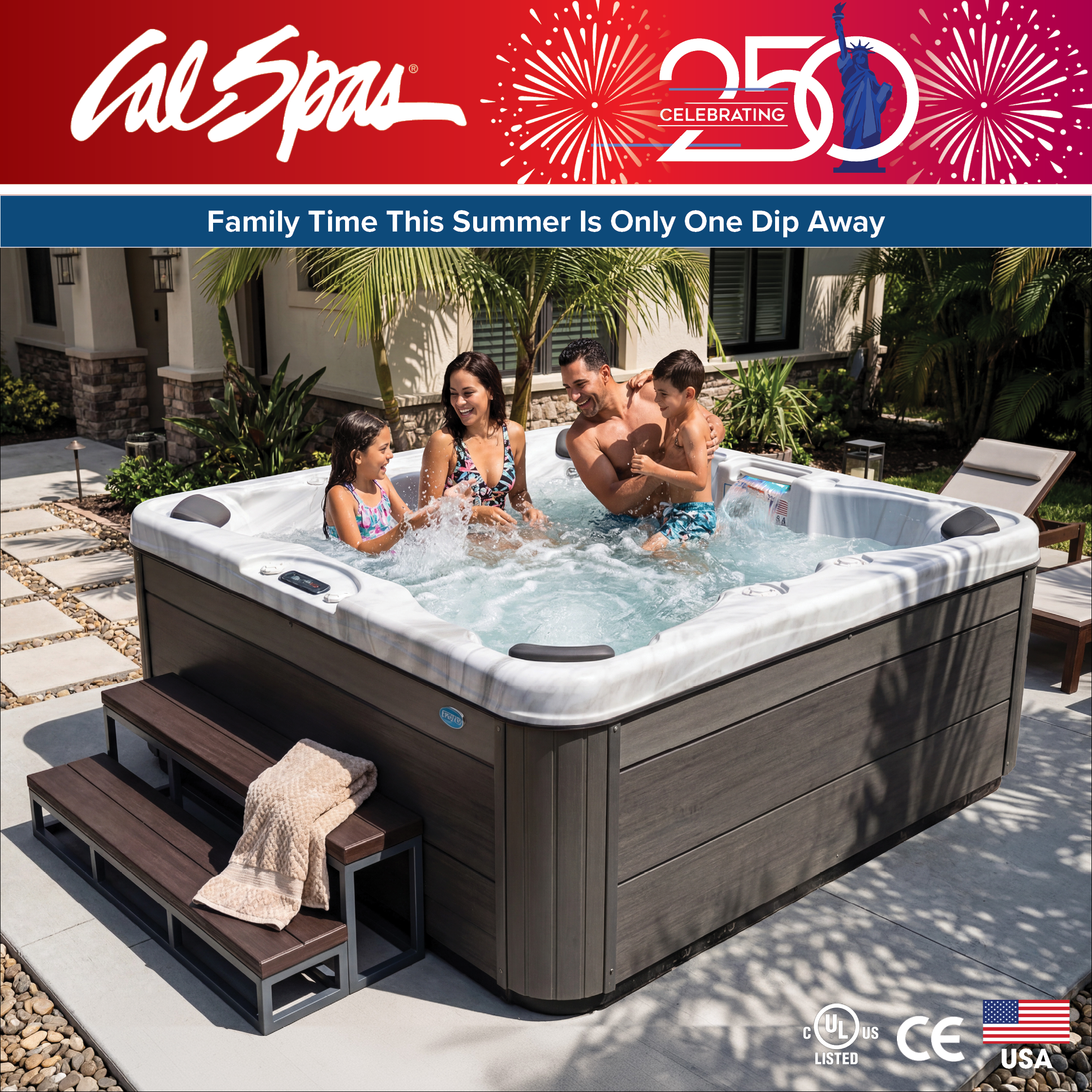 Calspas hot tub being used in a family setting - Minot